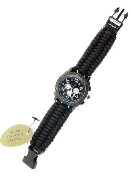 Годинник водонепроникний армійський MIL-TEC ARMY UHR PARACORD BLACK 15774002 M125555512805 фото