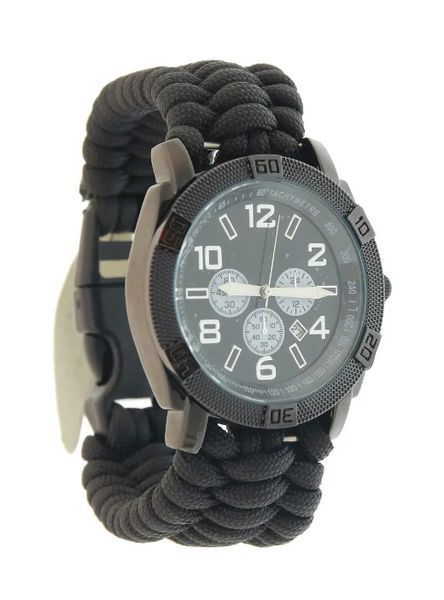 Годинник водонепроникний армійський MIL-TEC ARMY UHR PARACORD BLACK 15774002 M125555512805 фото