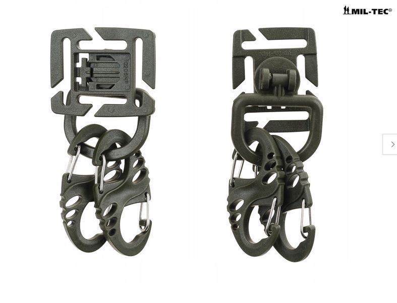 Набір карабінів і обертових кілець Mil-Tec DURAFLEX MOLLE D-RING S-HOOK Olive 13457601 M1255552089 фото