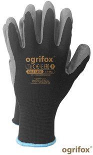 Рукавиці робочі з латексним покриттям OX-LATEKS OGRIFOX (сіро-чорні) пара M11501XL(10) фото
