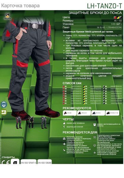 Брюки защитные REIS TANZO LH-TANZO-T серо-черный SB A8762 фото