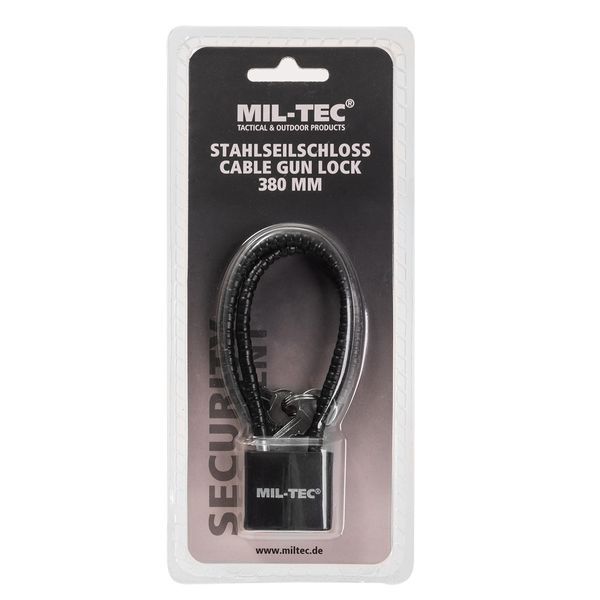 Замок Mil-Tec с тросом 38 см - черный 15925160 M510 фото