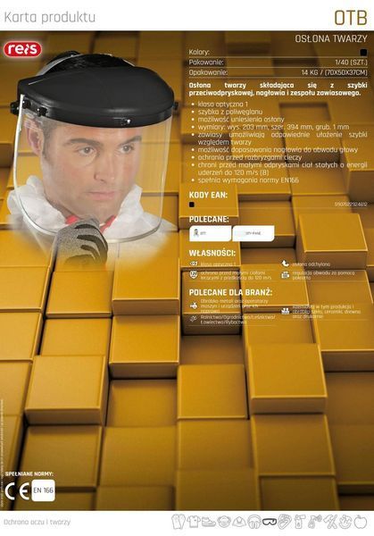 Защитный лицевой щиток с подъемным экраном REIS OTB черный B A9343 фото