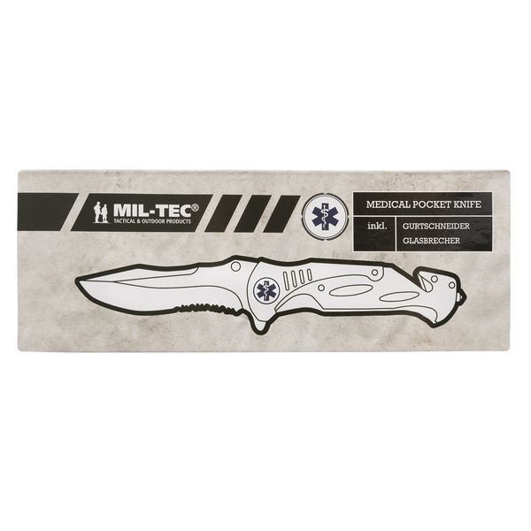 Нож спасательный складной Mil-Tec Medical+стеклобой 15347000 M1255551139 фото