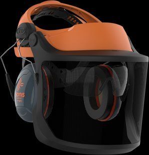 Защитный комплект EVOGuard M2 лицевой щиток с наушниками и очками KAS-EVO-FORESTRY PB оранжево-черный A9344 фото