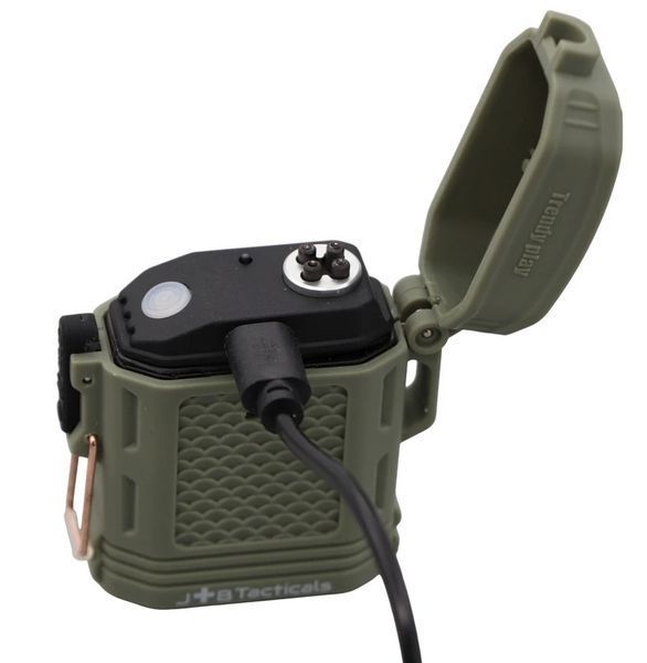 Запальничка тактична плазмова водонепроникна з Ліхтариком 220 лм JB Tacticals Survival Olive A9750 фото