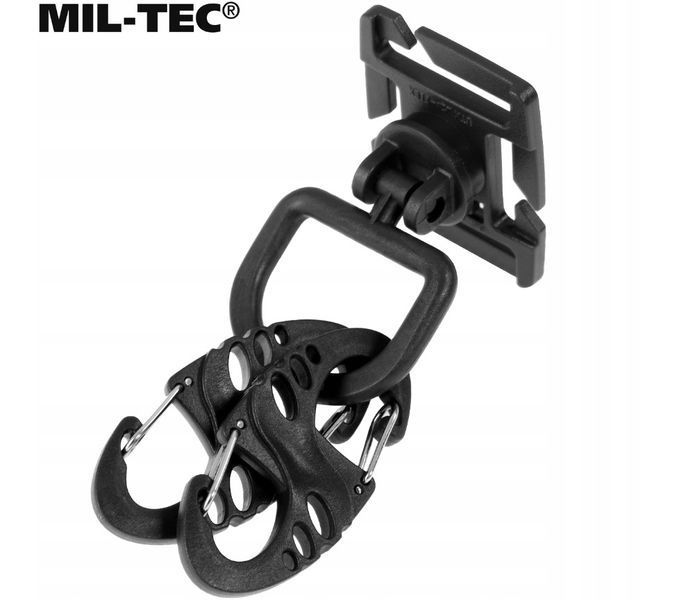Набір карабінів і обертових кілець Mil-Tec DURAFLEX MOLLE D-RING S-HOOK Black 13457602 P1236758 фото