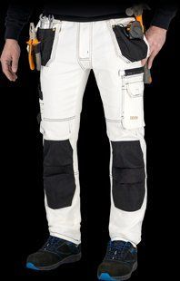 Брюки рабочие джинсовые с карманами REIS DENIM JEANS415-T WB белые и черные A7625 фото