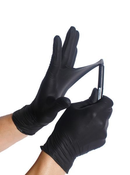 Перчатки нитриловые неопудренные черные REIS RNITRIO-BLACK (черные) 100 шт M12555653 фото