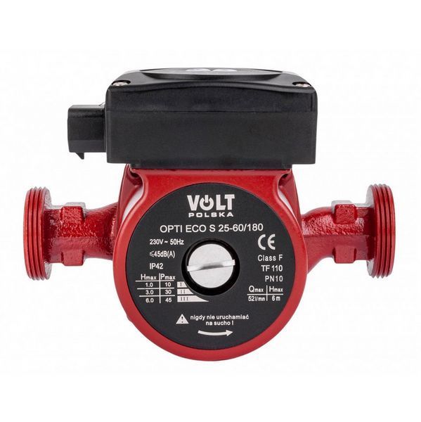 Насос циркуляційний енергоощадний Volt Polska OPTI ECO S 25-60/180 (5-45 W) 3ZPSPB256B W2227 фото