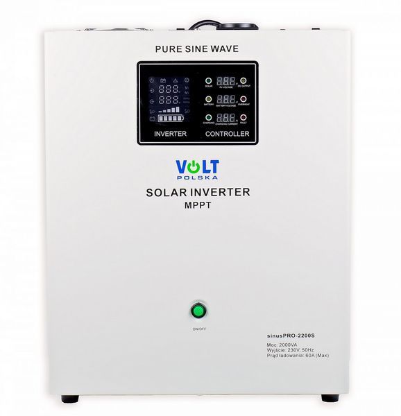 Інвертор сонячний Volt Polska SINUS PRO 2200 S 12/230 V (1400/2200W) + 60 A MPPT (75V) W2089 фото
