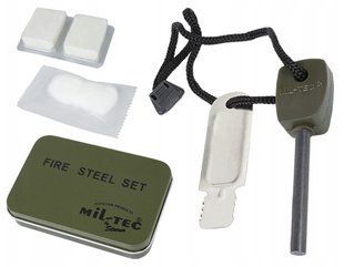 Комплект для разжигания костра Mil-Tec Fire Steel Set Olive 15275000- P123756951 фото