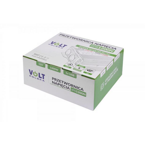 Перетворювач напруги інвертор Volt Polska IPS 1200 N 12/230 V (800/1200W) + USB 3IPS120012 W2118 фото