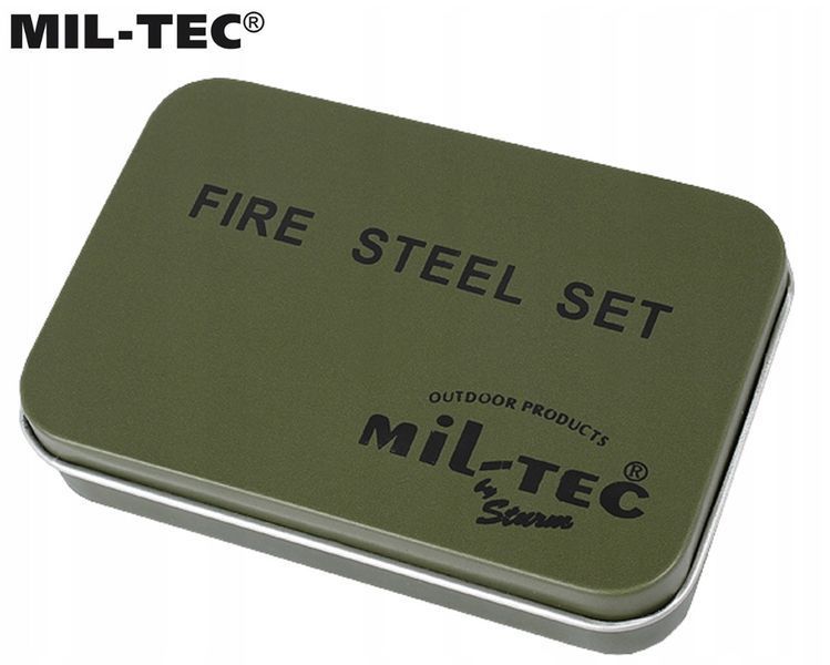 Комплект для разжигания костра Mil-Tec Fire Steel Set Olive 15275000- P123756951 фото