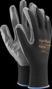 Рукавиці робочі з нітриловим покриттям OX-NITRICAR OGRIFOX (маслобензостійкі) чорно-сірі пари M11509S фото