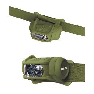 Налобний ліхтар Mil-tec KOPFLAMPE LED 4-FARBIG OLIV 15170101 A9508 фото