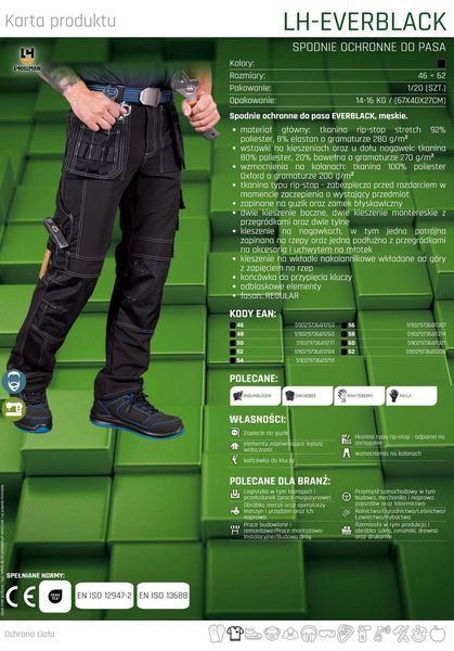 Штани чоловічі захисні REIS LH-EVERBLACK B чорний A9294 фото