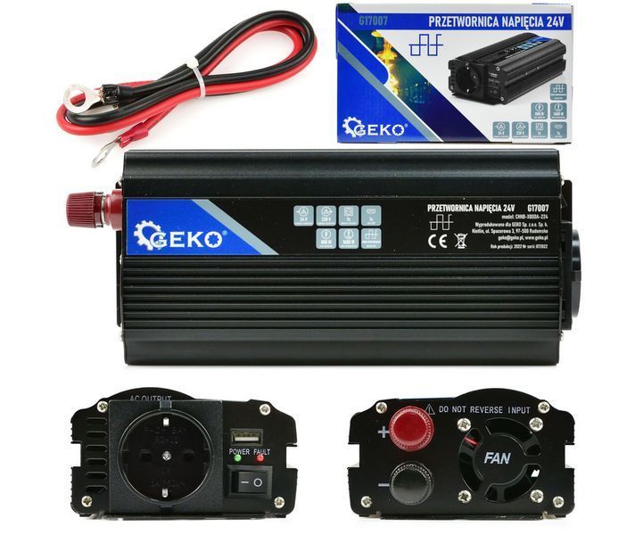 Перетворювач напруги GEKO 24V/230V 500/1000W W2169 фото