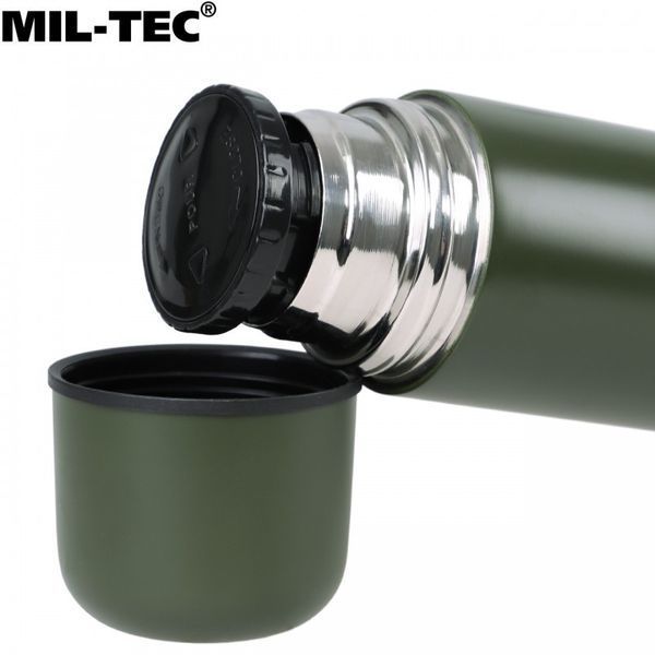 Сталевий термос із кухлем Mil-Tec Olive 1 л 14532000 M1255551395 фото