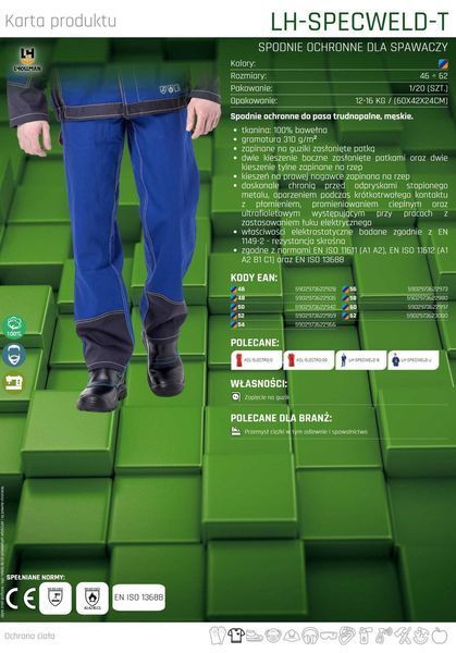 Штани захисні робочі вогнестійкі L.HOLLMAN LH-SPECWELD-T NGP синьо-темно-жовтогарячий A8997 фото