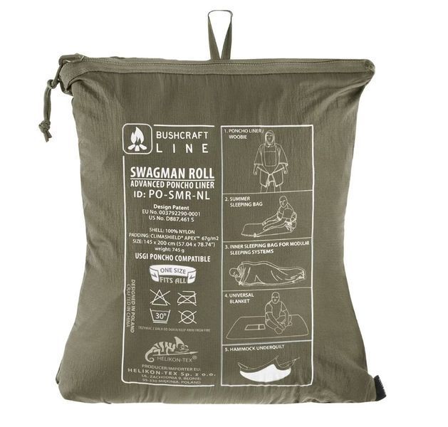 Пончо, ковдра, спальний мішок, Helikon-Tex Swagman Roll Climashield Apex Adaptive Green PO-SMR-NL-12 P1237259 фото