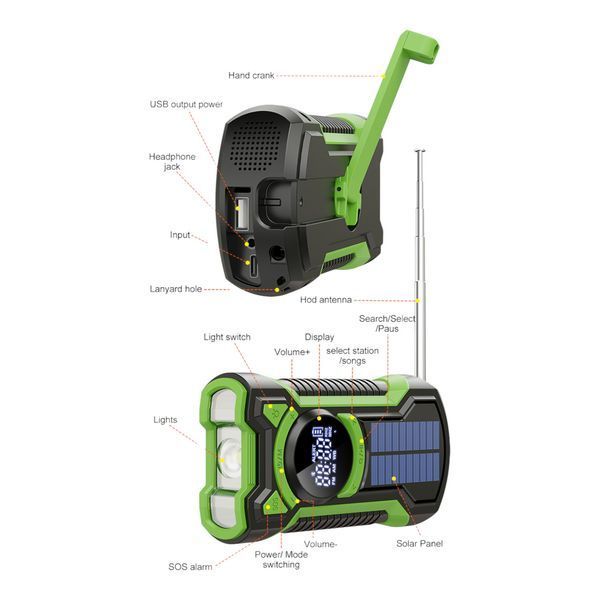 Радио аварийное с динамо-машиной и Powerbank'ом 5000 мАч JB Tacticals JB-RAD-0007-GRN A9827 фото