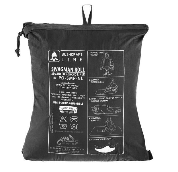 Пончо, ковдра, спальний мішок, Helikon-Tex Swagman Roll Climashield Apex Shadow Grey PO-SMR-NL-35 P1237261 фото