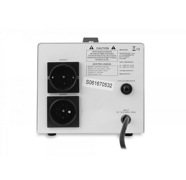 Стабилизатор напряжения Volt Polska AVR PRO 2000VA 3% SERVO 5AVRZP2000 W2084 фото
