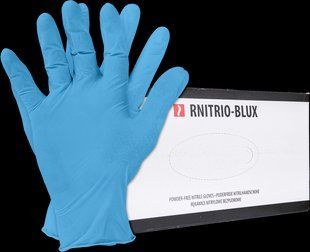 Перчатки нитриловые неопудренные черные RAIS RNITRIO-BLUX (голубые) 100 шт M M12555656 фото