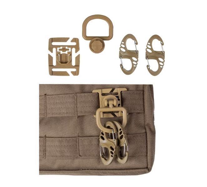 Набір D-подібних кілець і S-подібних гачків Mil-Tec Ultimate DURAFLEX MOLLE D-RING S-HOOK coyote 13457605 T00248 фото